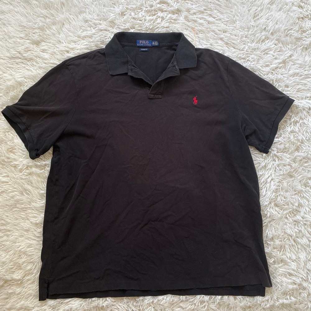 Polo Ralph Lauren Mens XXL Classic Fit Black Short Sleeve Polo Shirt Red Pony